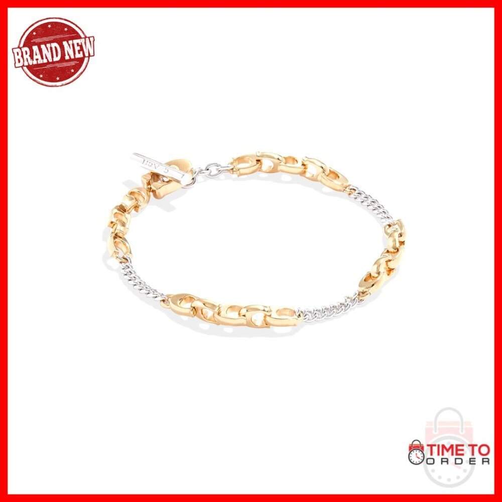 Mixed Metal Chain Link Bracelet Elegant Minimal Chic Everyday Wear Toggle